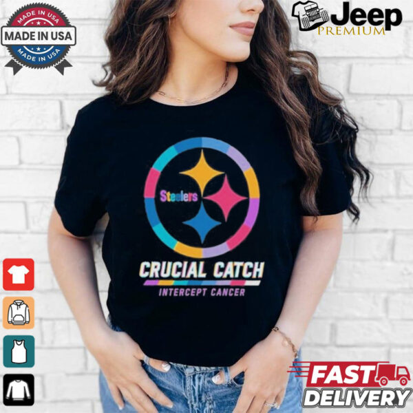 Design Pittsburgh Steelers 2024 Crucial Catch Intercept Cancer Awareness T Shirt