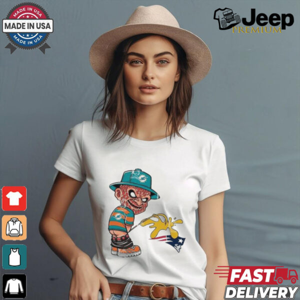 Freddy Krueger Miami Dolphins Piss On New England Patriots Halloween 2024 NFL Shirt