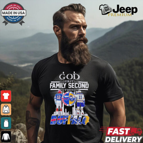 God first family second then Buffalo Bills x Buffalo Sabres skyline shirt