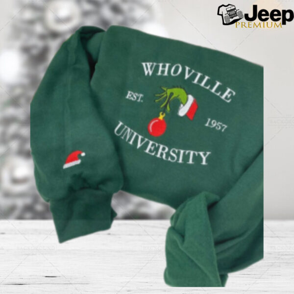 Grinch Christmas Whoville University Embroidered Sweatshirt