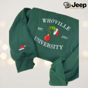 Grinch Christmas Whoville University Embroidered Sweatshirt