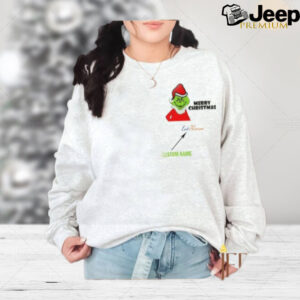 Grinch Embroidered Sweatshirt Merry Christmas With Custom Name