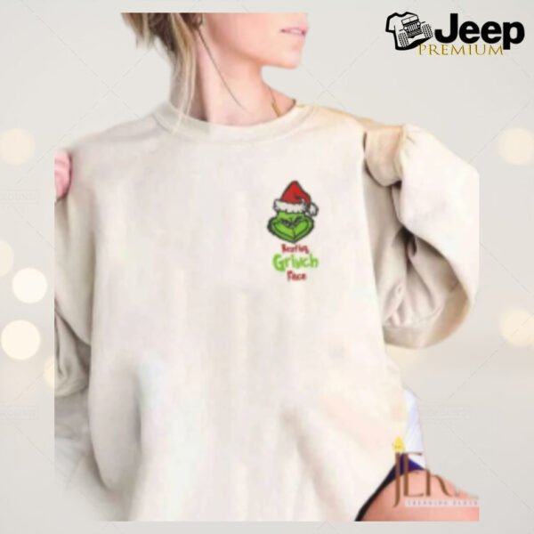 Grinch Embroidered Sweatshirt Resting Face Christmas Gift