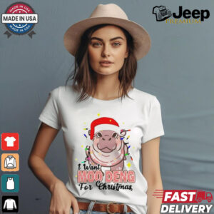 I Want Moo Deng For Christmas Santa Hat Shirt