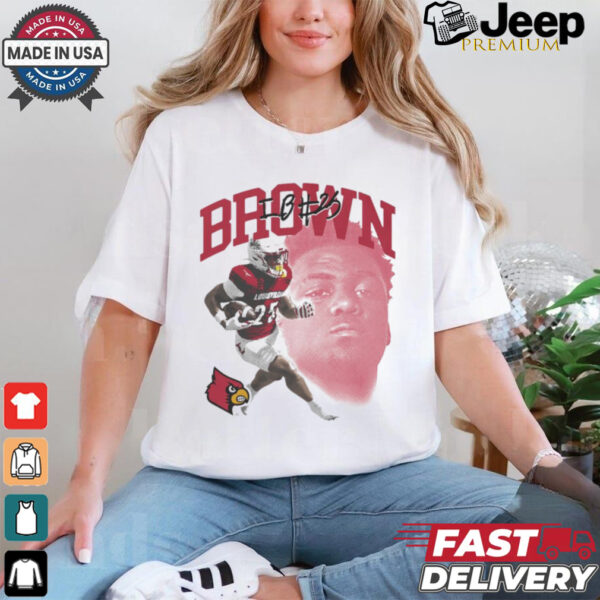 Isaac Brown IB #25 Louisville Cardinals Portrait t shirt