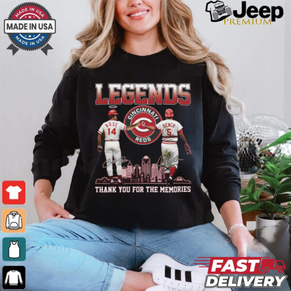 Legends Reds Pete Rose Johnny Bench Thank You For The Memories Shirt