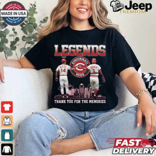 Legends Reds Pete Rose Johnny Bench Thank You For The Memories Shirt