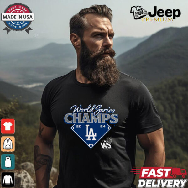 Los Angeles Dodgers Fanatics Heather Charcoal 2024 World Series Champions Shirt