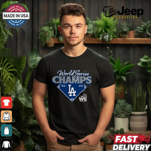 Los Angeles Dodgers Fanatics Heather Charcoal 2024 World Series Champions Shirt