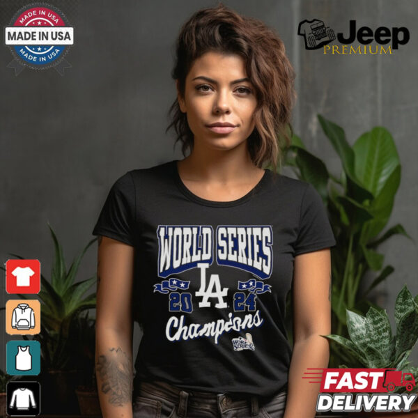 Los Angeles Dodgers Mitchell & Ness Black 2024 World Series Champions Arch Logo T Shirt