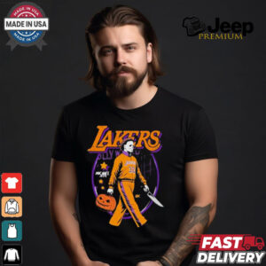 Michael Myers x Los Angeles Lakers NBA Graphic 2024 t shirt