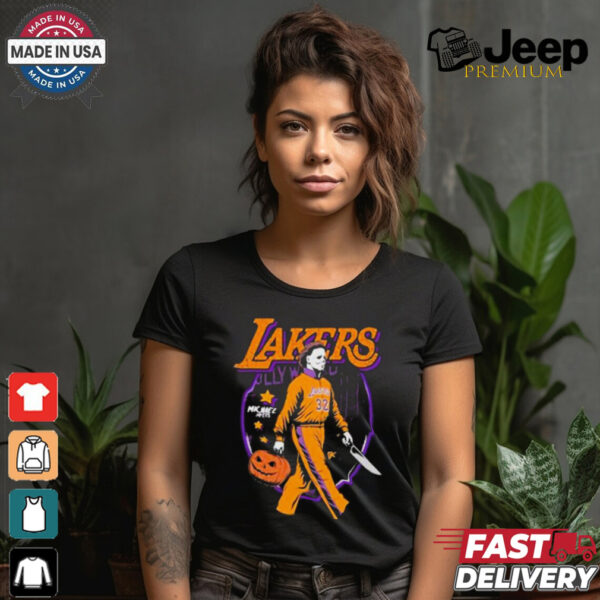 Michael Myers x Los Angeles Lakers NBA Graphic 2024 t shirt