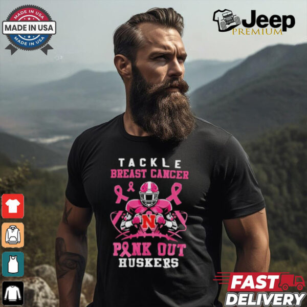 Nebraska Cornhuskers Tide Tackle Breast Pink Out Huskers Shirt