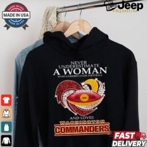 Never underestimate a woman and loves Washington Commanders shirt