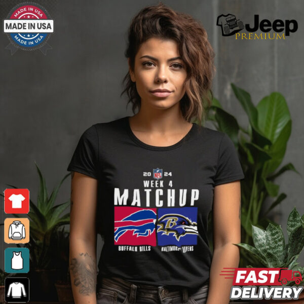 Official Buffalo Bills vs Baltimore Ravens 2024 NFL Week 4 Matchup T Shirt