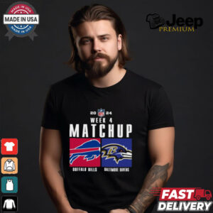 Official Buffalo Bills vs Baltimore Ravens 2024 NFL Week 4 Matchup T Shirt