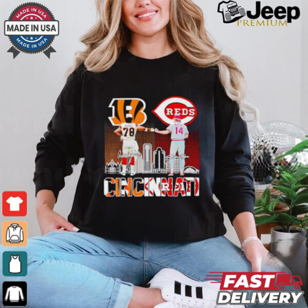 Official Cincinnati Bengals Anthony Munoz and Reds Rosa skyline shirt