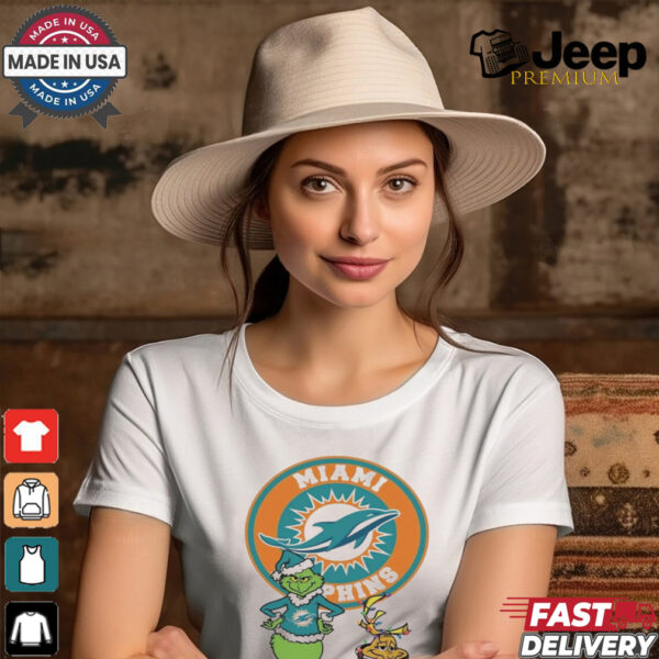 Official Grinch And Max Miami Dolphins Merry Christmas 2024 Shirt