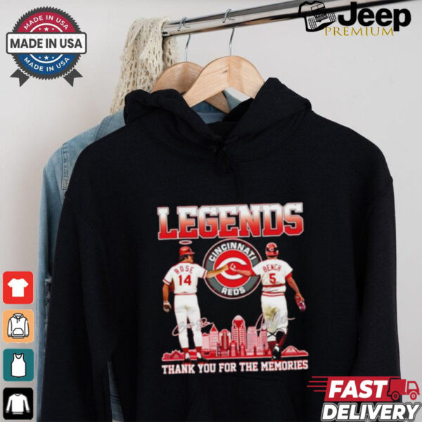 Official Legends Reds Pete Rose Johnny Bench thank you for the memories shirt