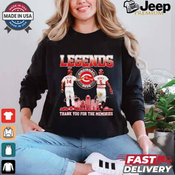 Official Legends Reds Pete Rose Johnny Bench thank you for the memories shirt