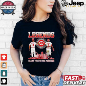 Official Legends Reds Pete Rose Johnny Bench thank you for the memories shirt