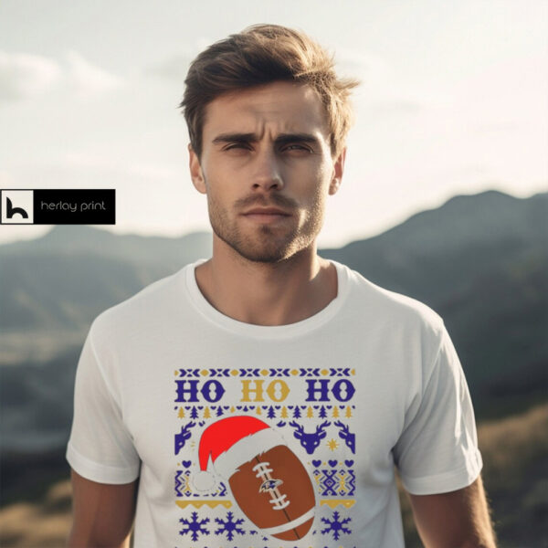 Official NFL Baltimore Ravens Football Santa Claus Ho Ho Ho Christmas 2024 Shirt