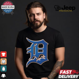 Official NFL x MLB Detroit Lions X Detroit Tigers Logo Mash Shirt