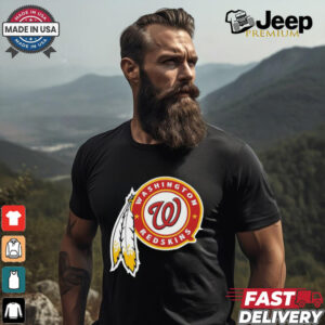 Official NFL x MLB Washington Redskins X Washington Nationals Logo Mash Shirt