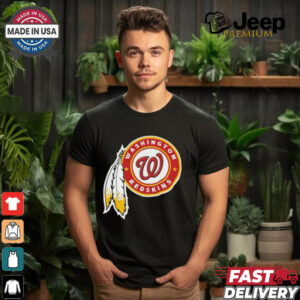 Official NFL x MLB Washington Redskins X Washington Nationals Logo Mash Shirt