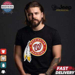 Official NFL x MLB Washington Redskins X Washington Nationals Logo Mash Shirt