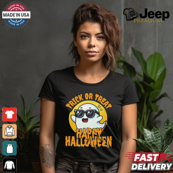 Official Trick Or Treat Halloween Spooky Ghost & Moon Shirt