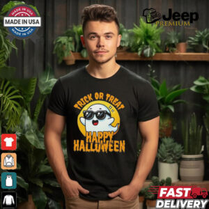 Official Trick Or Treat Halloween Spooky Ghost & Moon Shirt