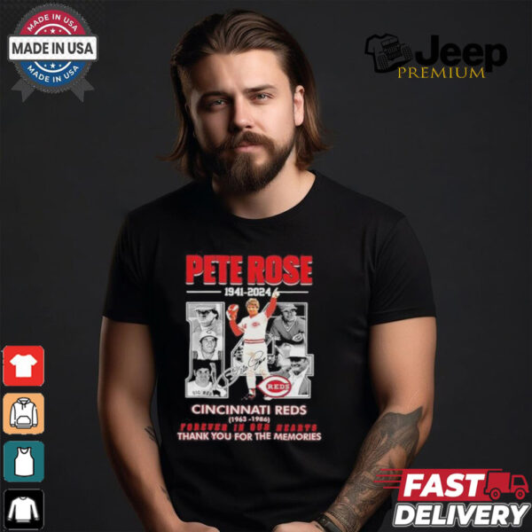 Pete Rose Cincinnati Reds 1941 2024 Forever In Our Heart Thank You For The Memories Signature Shirt