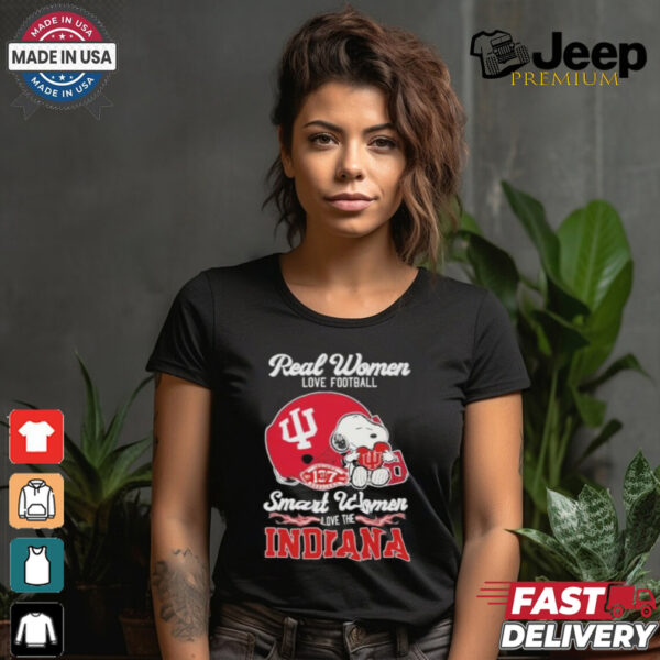 Real Women Love Football Smart Women Love The New Indiana Hoosiers X Snoopy Shirt