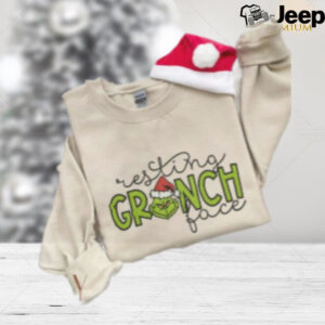 Resting Grinch Face Christmas Embroidered Sweatshirt Funny Christmas Grinch Sweatshirt Happy Year Xmas Gift