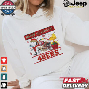 San Francisco 49ers Snoopy and Woodstock Happy Holidays shirt