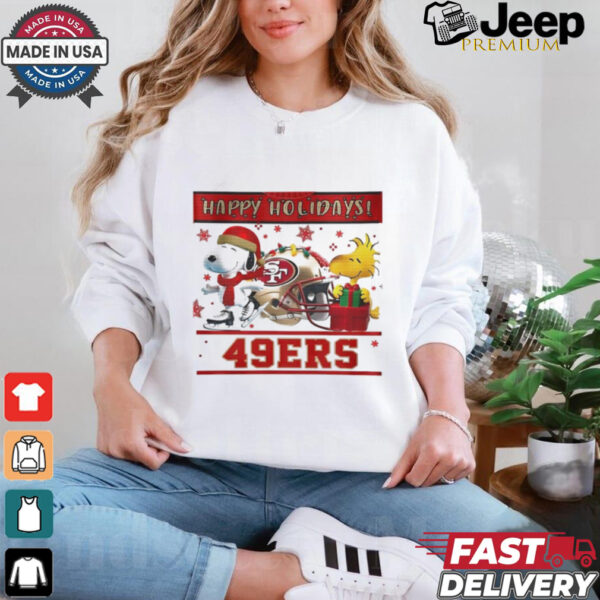 San Francisco 49ers Snoopy and Woodstock Happy Holidays shirt