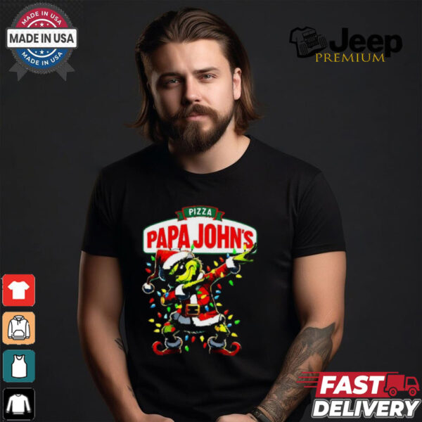 Santa Grinch Dadbing Papa John’s Pizza Christmas shirt