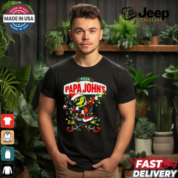 Santa Grinch Dadbing Papa John’s Pizza Christmas shirt