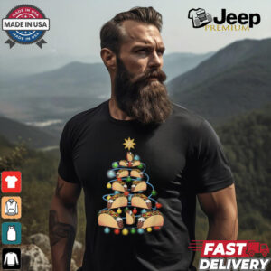 Santa Taco Christmas Tree Lights Taco Christmas T Shirt