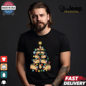 Santa Taco Christmas Tree Lights Taco Christmas T Shirt