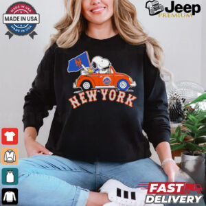 Snoopy and Woodstock driving car New York Mets 2024 MLB Playoff shirt