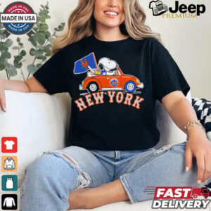 Snoopy and Woodstock driving car New York Mets 2024 MLB Playoff shirt