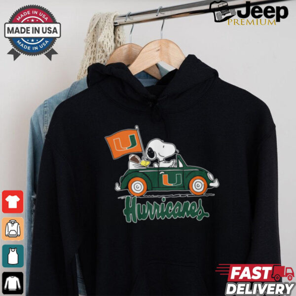 Snoppy In Car The Miami Hurricanes 2024 Shirt