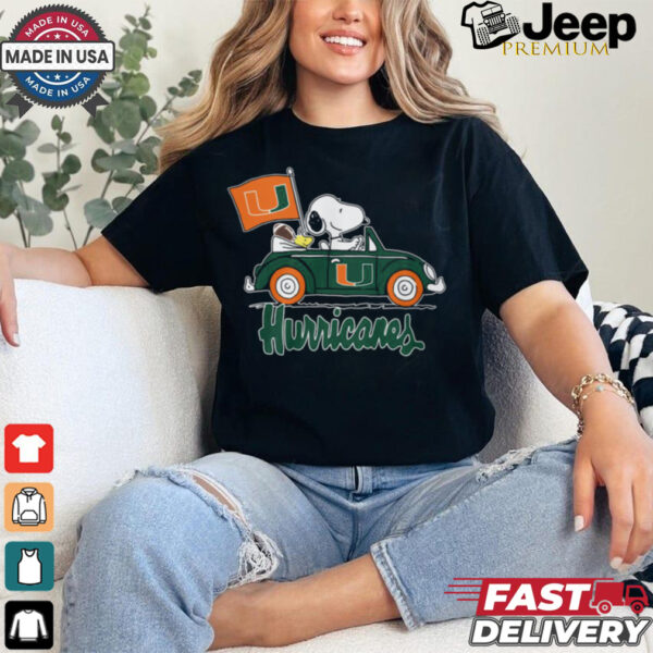 Snoppy In Car The Miami Hurricanes 2024 Shirt