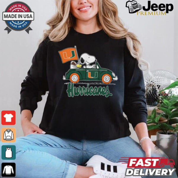 Snoppy In Car The Miami Hurricanes 2024 Shirt