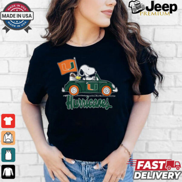 Snoppy In Car The Miami Hurricanes 2024 Shirt