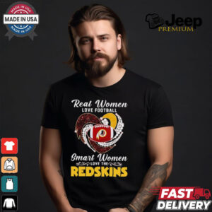 Real women love football smart women love the Redskins diamond heart shirt