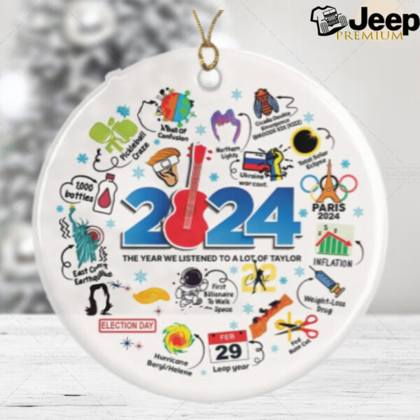 2024 Christmas Ornament Year in Review Major Events 2.8 Round Ceramic Ornament Funny Cute Year to Remember Ornament 2024 Major Events