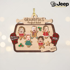 2024 Grandparents Ornament, Custom Grandkids Face Gingerbread Ornament, Funny Cookie Batch Ornament for Grandma, Grandpa, Xmas Holiday Gifts